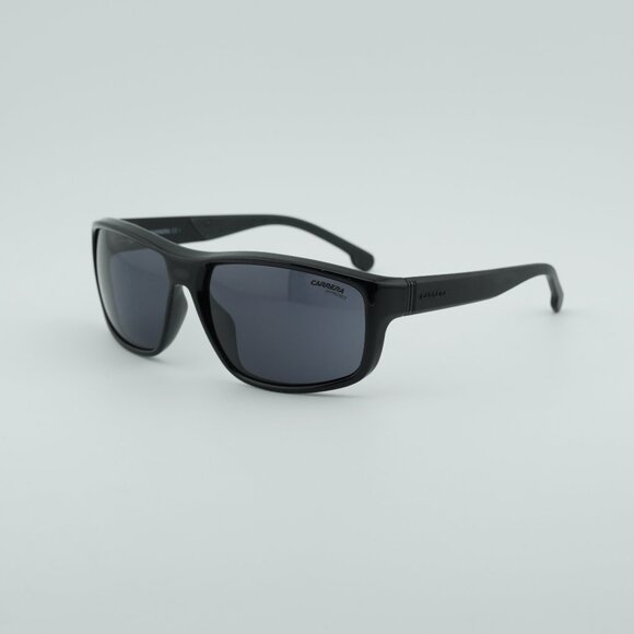 Carrera 8038/S 0807 IR Sunglasses Black Rectangle Frame Grey Lenses